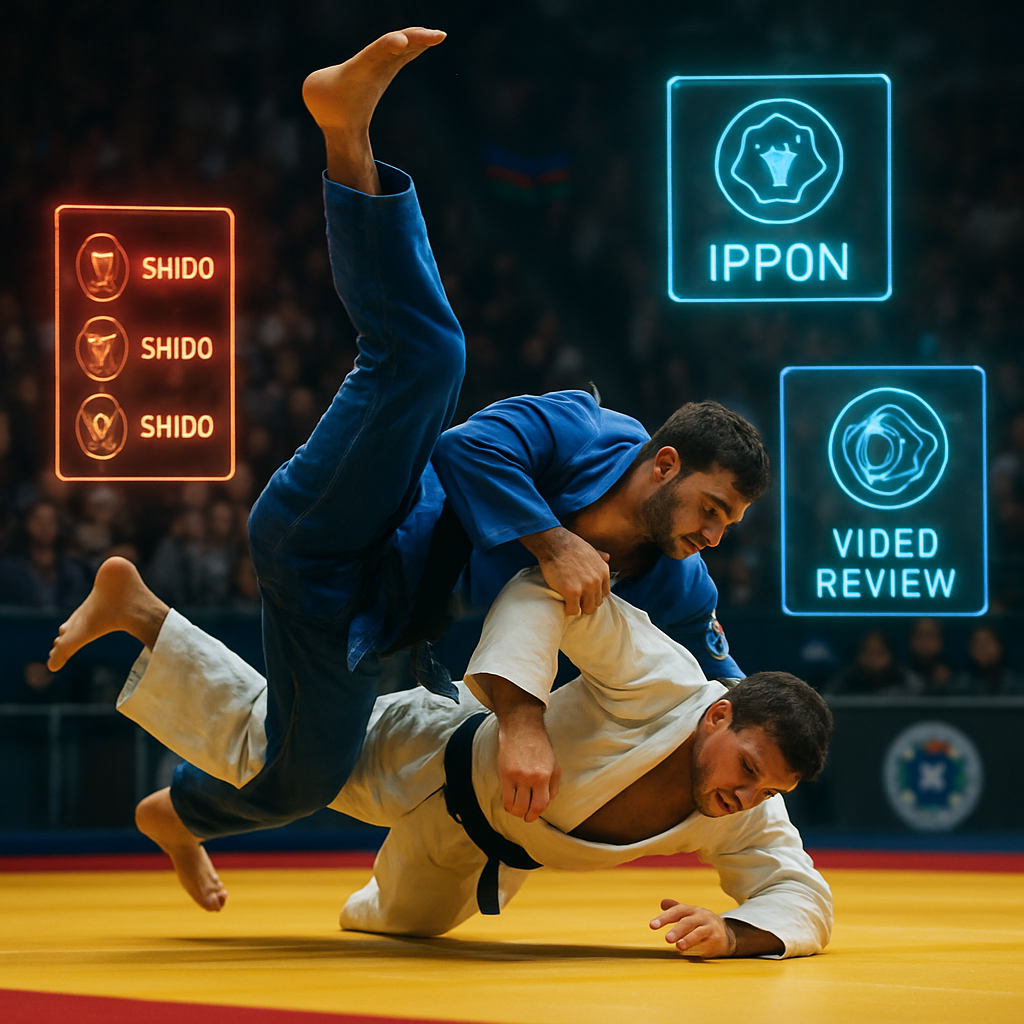 Artwork depicting a judo match capturing the essence of skill and strategy, influenced by